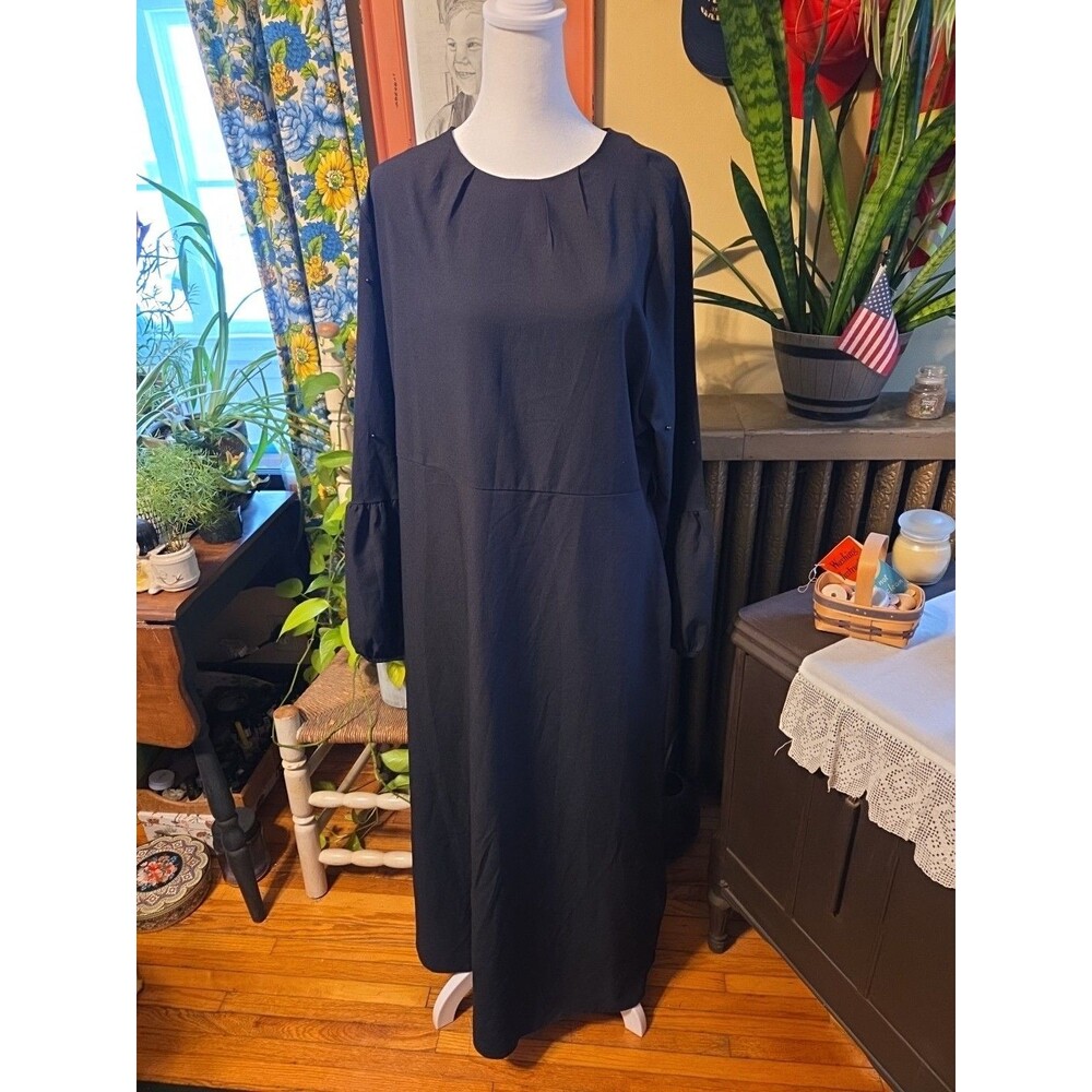 Tavin Black Pearl Ruffle Sleeve Detail Maxi Dress "Siyah"  Size 14